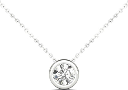 Natural Diamond Bezel Slide Pendant Necklace 1/3 Ctw 14K White Gold GH/SI2-I1 IGI USA Certified