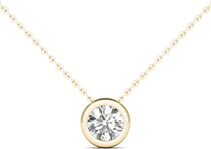 1/3 Ctw 14K Yellow Gold GH/SI2-I1 IGI USA Certified Natural Diamond Bezel Slide Pendant Necklace