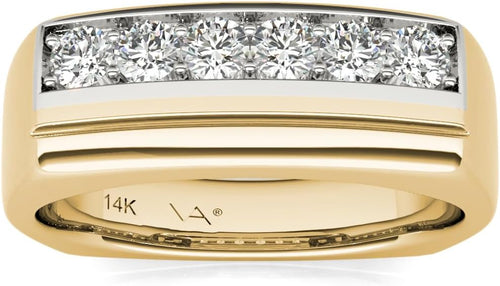 Natural Diamonds Mens Ring Wedding Band 1/2 Ctw GH/SI2-I1 14K White and Yellow Gold IGI USA Certified