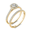 3/4 Ctw GH/SI1-SI2 AGS Certified 14K Yellow Gold Natural Diamonds Wedding Ring Bridal Set