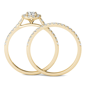 3/4 Ctw GH/SI1-SI2 AGS Certified 14K Yellow Gold Natural Diamonds Wedding Ring Bridal Set