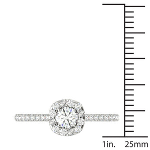 1/2 Ct. tw. GH/SI1-SI2 AGS Certified 14K White Gold Natural Diamonds Halo Engagement Ring