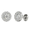 14K White Gold Natural Diamond Halo Earrings Screw Back (1.00 Ctw, AGS Certified GH+/SI2-I1+)