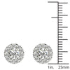 14K White Gold Natural Diamond Halo Earrings Screw Back (1.00 Ctw, AGS Certified GH+/SI2-I1+)