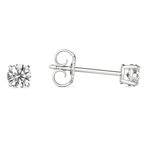 Solitaire Diamond Earrings (1/4 Ct tw, AGS Certified, GH/I1-I2) White Gold