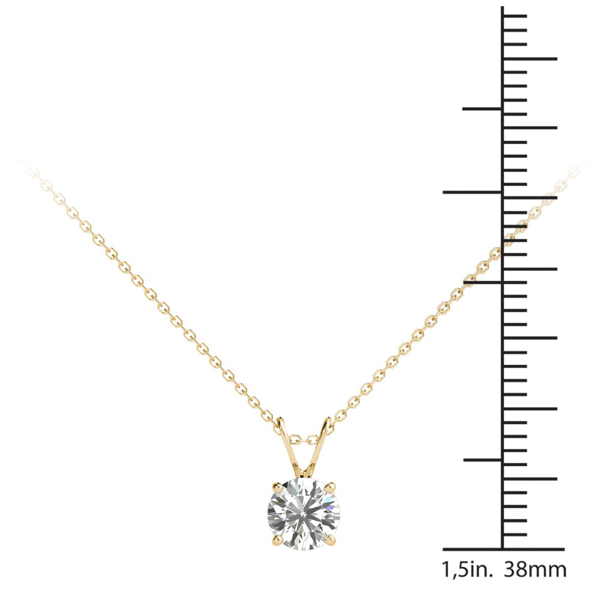 14K Yellow Gold 1/2 cttw Diamond V-Shape Pendant Necklace (I-J, I1