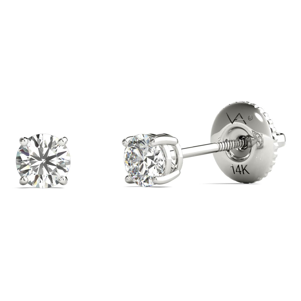 3/4ct Diamond Studs Screw Back 14K White Gold (G-H, I1)